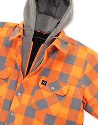 Forcefield Hi Vis Hooded Buffalo Plaid Quilt-Lined Shirt Jacket