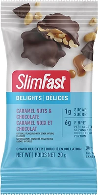 SlimFast Keto Bomb Snacks, 14x20g Chocolate Caramel Nut Clusters per Box, 280 Grams