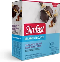SlimFast Keto Bomb Snacks, 14x20g Chocolate Caramel Nut Clusters per Box, 280 Grams