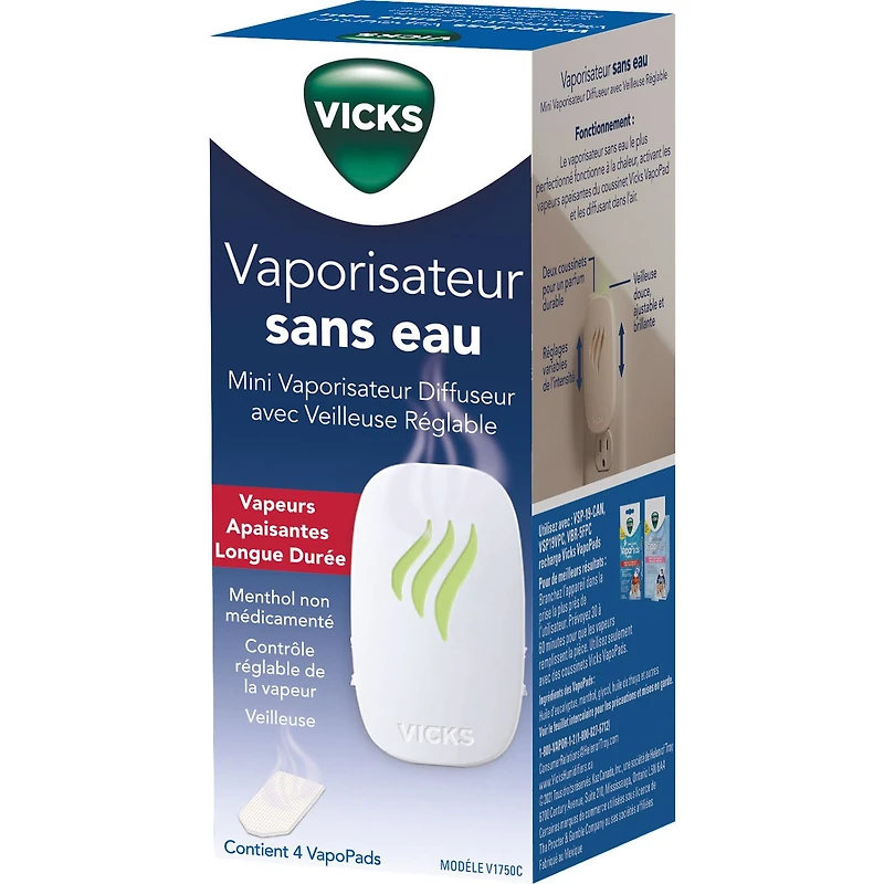 Vicks V1750C Waterless Vapourizer, Long lasting soothing vapours