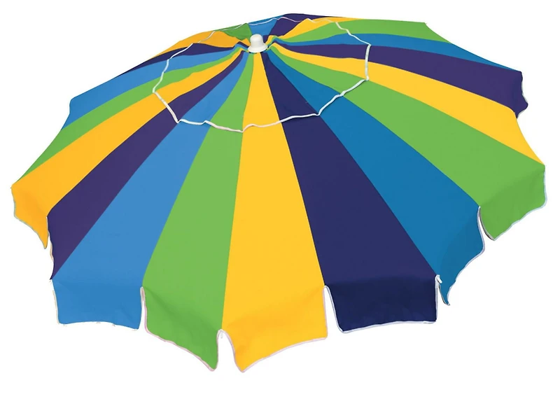 Rio Brands 7' Alternating 20-Panel Beach Umbrella with Sand Anchor and Carrying Bag, Multi