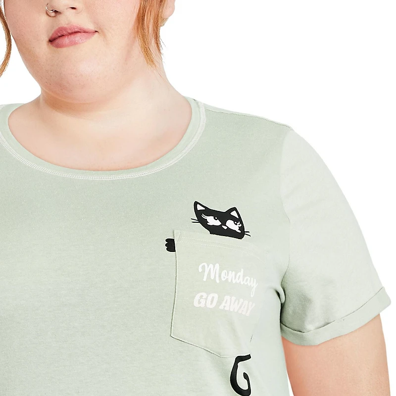Chemise de nuit à manches roulées George Plus pour femmes