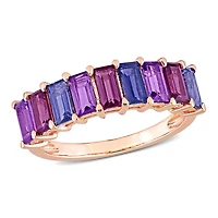 Miabella 2-1/6 Carat T.G.W. Multi-Gemstone Rose-Plated Sterling Silver Semi-Eternity Ring