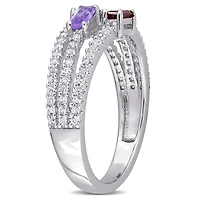 Bague à trois rangs Miabella avec 3/4 CT PBT de multiples pierres précieuses en argent sterling