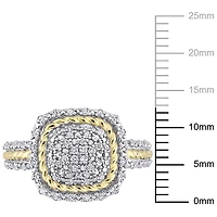 Bague en forme de grappe à auréole Miabella avec 1/3 ct poids total de diamants en argent sterling à deux tons