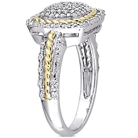 Miabella 1/3 Carat T.W. Diamond Two-Tone Sterling Silver Cluster Halo Ring