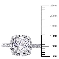 Bague de fiançailles à auréole Miabella avec 2-7/8 CT PBT de saphir de synthèse blanc en argent sterling