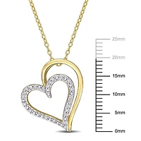 Pendentif avec chaine en forme de coeur Miabella avec 1/10 ct poids total de diamants en argent sterling plaqué jaune