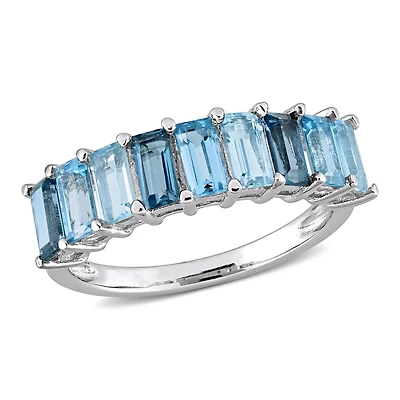 Miabella 2-1/2 Carat T.G.W. Blue Topaz Sterling Silver Semi-Eternity Ring