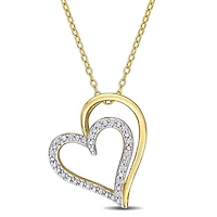 Miabella 1/10 Carat T.W. Diamond Yellow-Plated Sterling Silver Heart Pendant with Chain