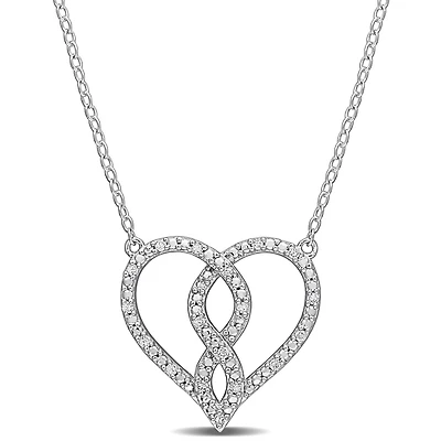 Miabella 1/10 Carat T.W. Diamond Sterling Silver Heart Infinity Necklace
