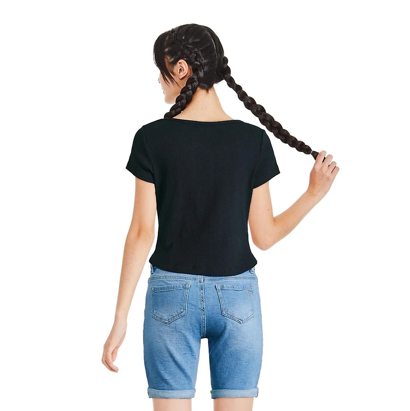 Justice Girls' Rib Square Neckline Top