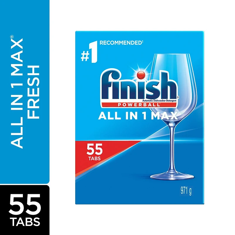 Détergent pour lave-vaisselle Finish, All In 1 Max, frais, 55 comprimés 55 comprimés