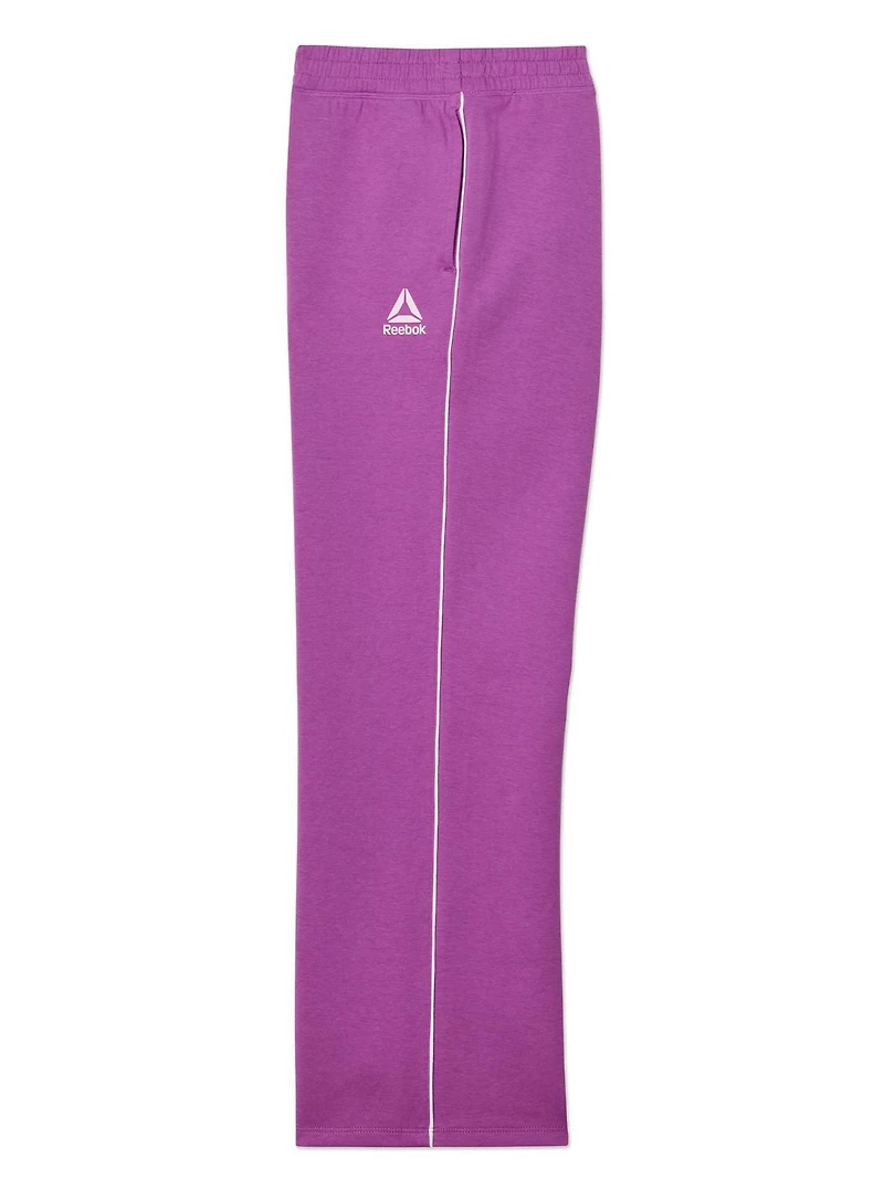 Reebok Girls Starter Wide Leg Pants with Piping and Pockets