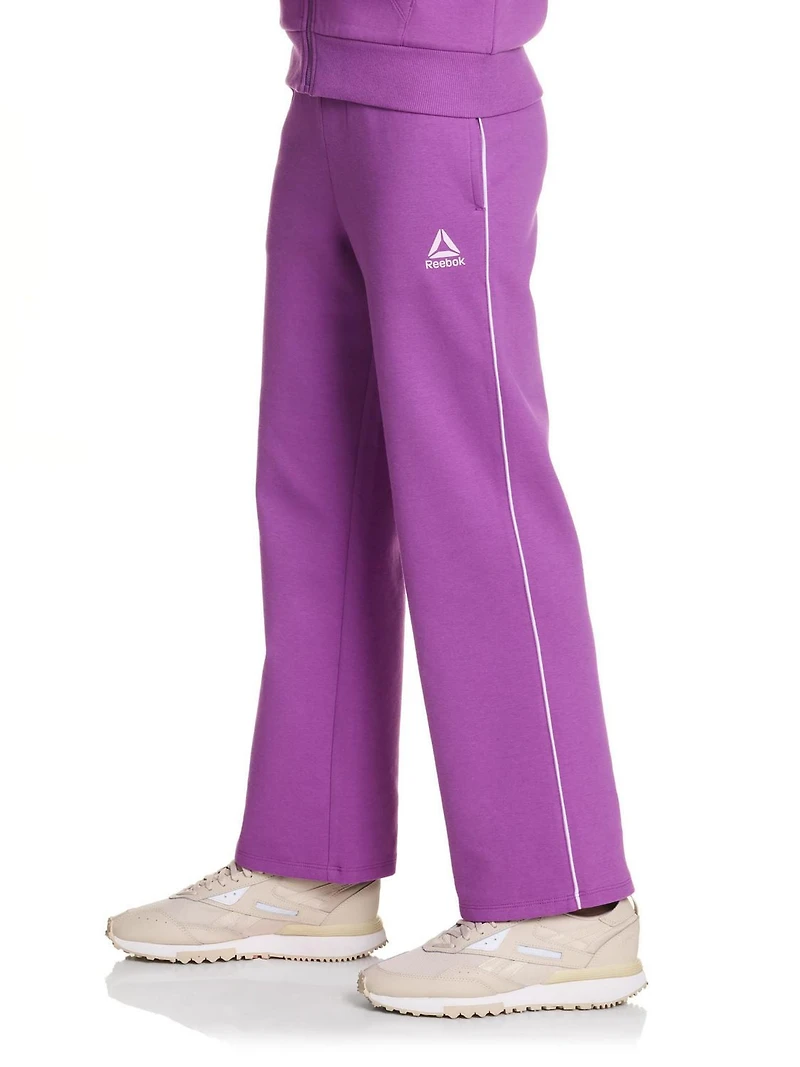 Reebok Girls Starter Wide Leg Pants with Piping and Pockets
