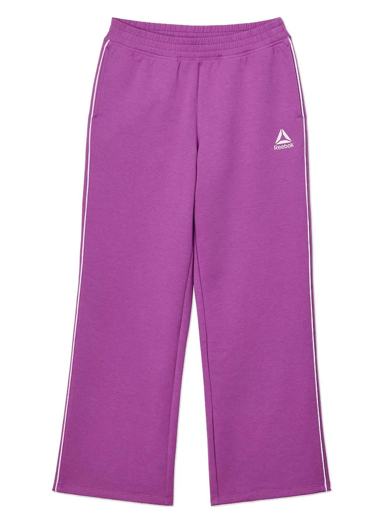 Reebok Girls Starter Wide Leg Pants with Piping and Pockets