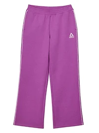 Reebok Girls Starter Wide Leg Pants with Piping and Pockets