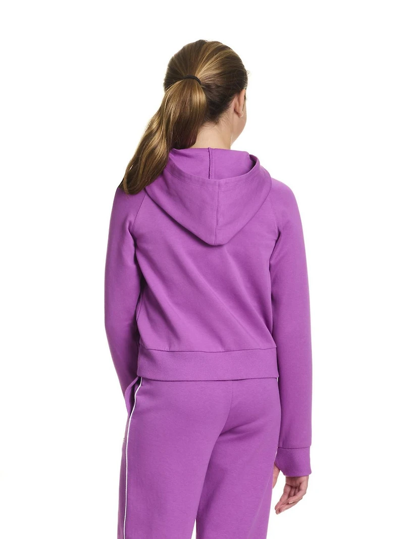Reebok Girls "Starter" Zip-Up Cropped Hoodie with Piping and Pockets