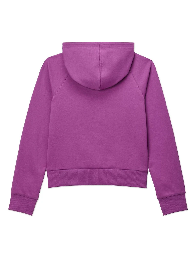 Reebok Girls "Starter" Zip-Up Cropped Hoodie with Piping and Pockets