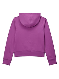 Reebok Girls "Starter" Zip-Up Cropped Hoodie with Piping and Pockets