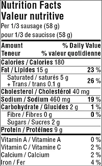 Great Value Cheese Smokie Sausage, 175 g