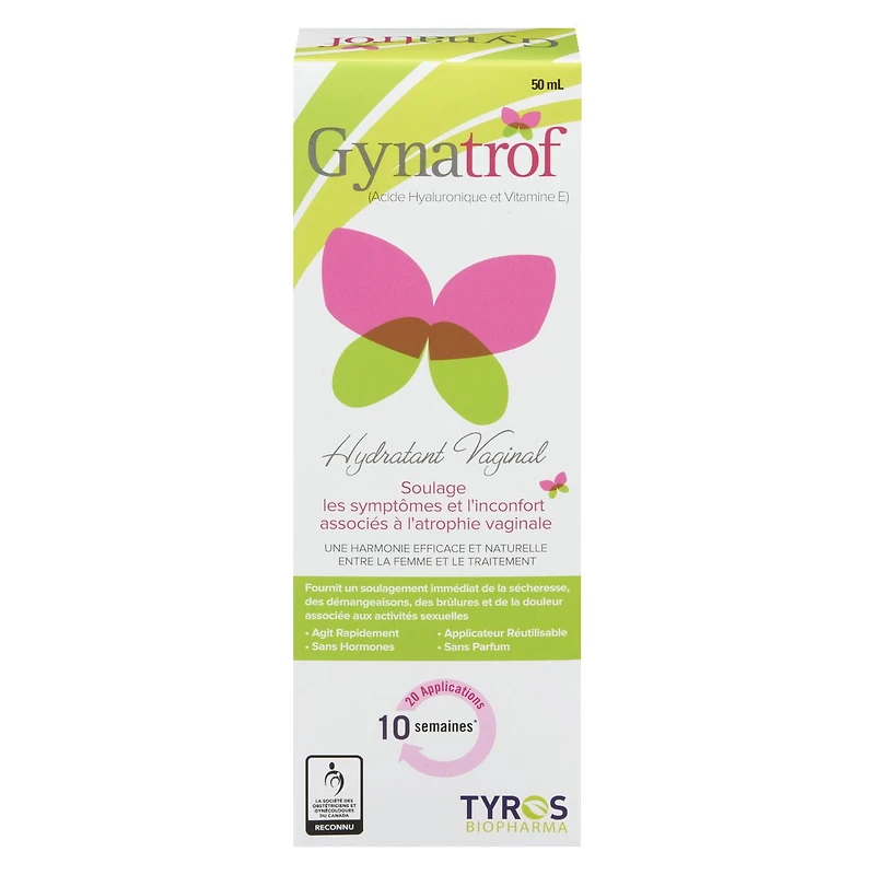 Gynatrof Hydratant vaginal naturel | Acide hyaluronique et vitamine E | Élimine la sécheresse vaginale | Action rapide, sans hormones et sans parfum