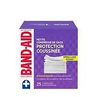 Compresses de gaze stériles Protection coussinée de marque BAND-AID® idéales pour les coupures, égratignures et brûlures mineures; compresses non adhérentes emballées individuellement pour le soin des plaies, petite taille, 5,1 cm x 5,1 cm 25 compresses