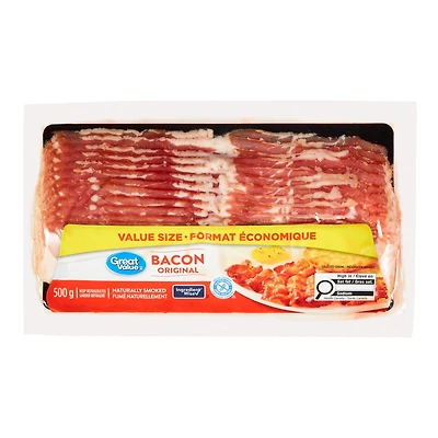 Bacon original Great Value (format économique) 500 g