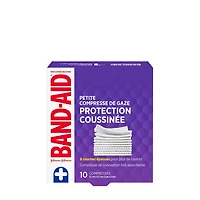 Compresses de gaze stériles Protection coussinée de marque BAND-AID® idéales pour les coupures, égratignures et brûlures mineures; compresses non adhérentes pour le soin des plaies, petite taille, 5,1 cm x 5,1 cm, 10 compresses