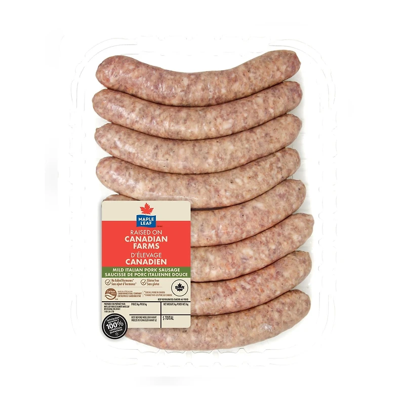 Saucisses de porc italiennes douces Maple Leaf 8 Saucisses format économique