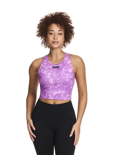 Soutien-gorge court imprimé « Sprinter » Reebok à impact moyen pour femmes avec bonnets amovibles