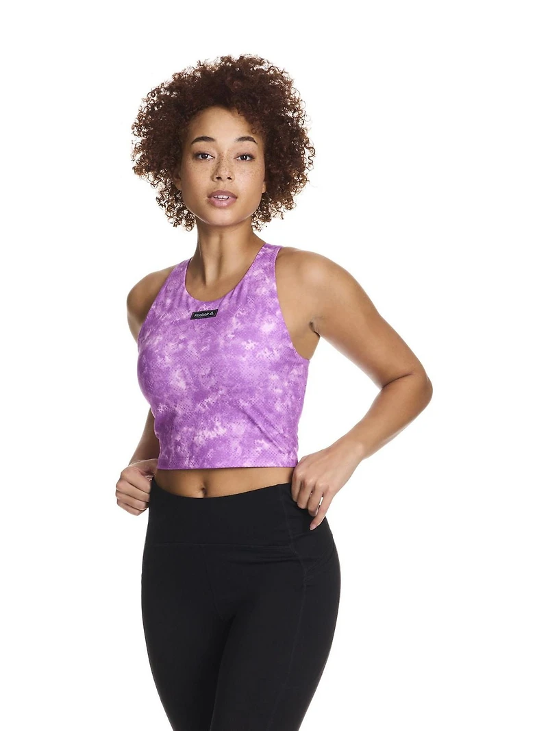 Soutien-gorge court imprimé « Sprinter » Reebok à impact moyen pour femmes avec bonnets amovibles
