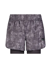 Short imprimé haute performance 2 en 1 « Sprinter » pour femme de Reebok, avec compression