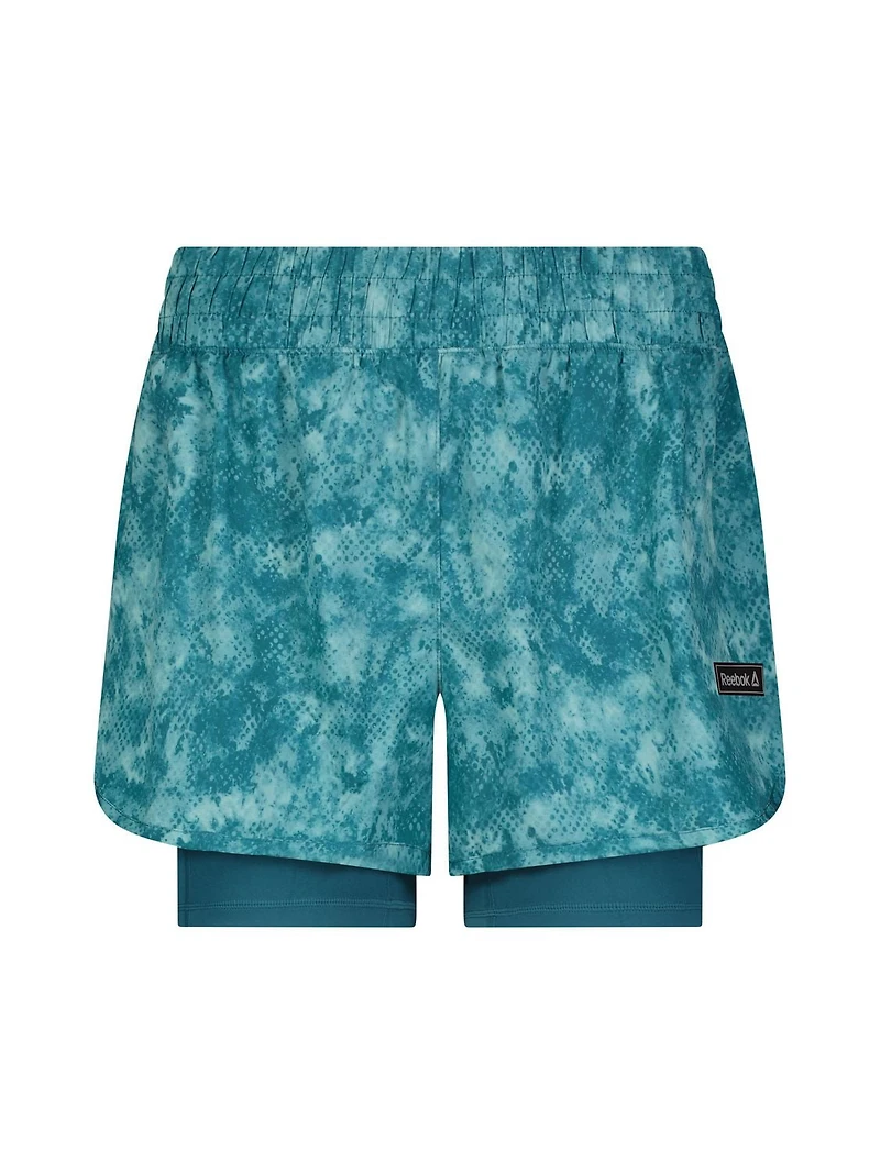 Reebok Women’s ‘Sprinter’ 2-in-1 High Performance Printed Shorts with Compression