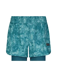 Reebok Women’s ‘Sprinter’ 2-in-1 High Performance Printed Shorts with Compression