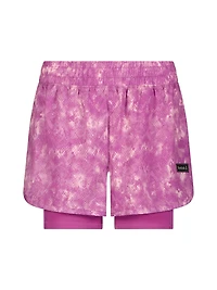 Short imprimé haute performance 2 en 1 « Sprinter » pour femme de Reebok, avec compression Tailles XS-2XL
