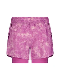 Short imprimé haute performance 2 en 1 « Sprinter » pour femme de Reebok, avec compression Tailles XS-2XL