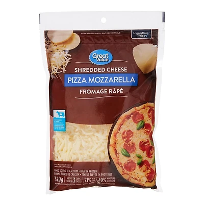 Great Value Pizza Mozzarella Shredded Cheese, 320 g