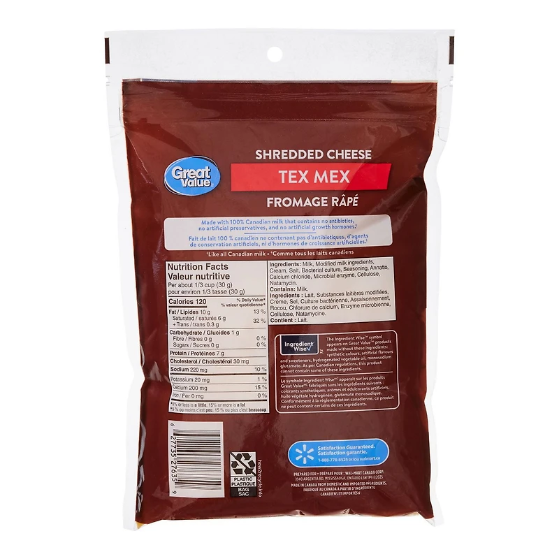 Great Value Tex Mex Shredded Cheese, 320 g