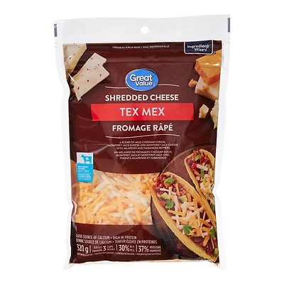 Great Value Tex Mex Shredded Cheese, 320 g