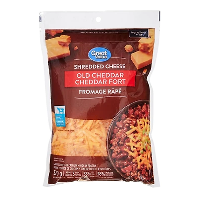 Fromage râpé cheddar fort Great Value 320 g