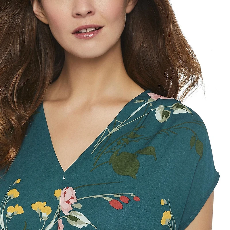 George Women's Pleated V-Neck Top