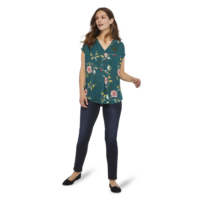George Women's Pleated V-Neck Top