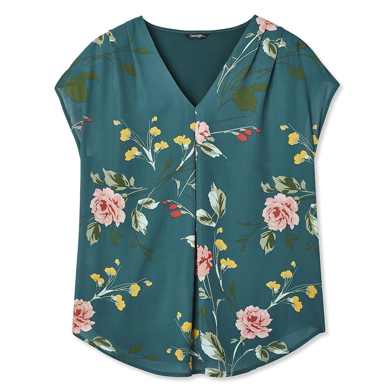 George Women's Pleated V-Neck Top