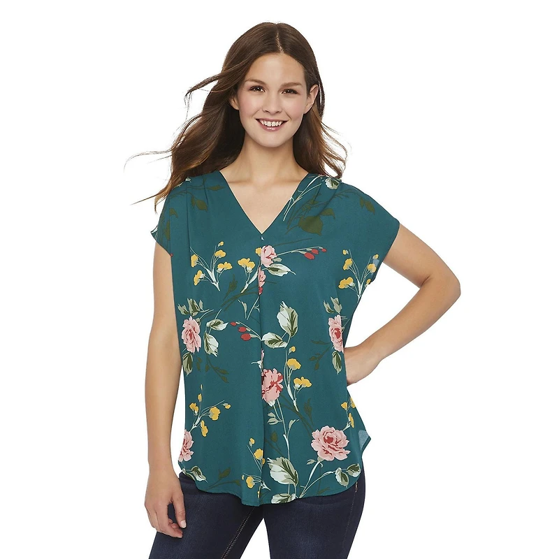 George Women's Pleated V-Neck Top