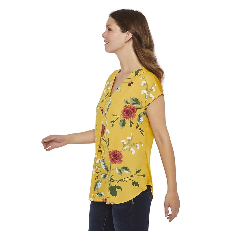 Haut plissé avec encolure en V George pour femmes