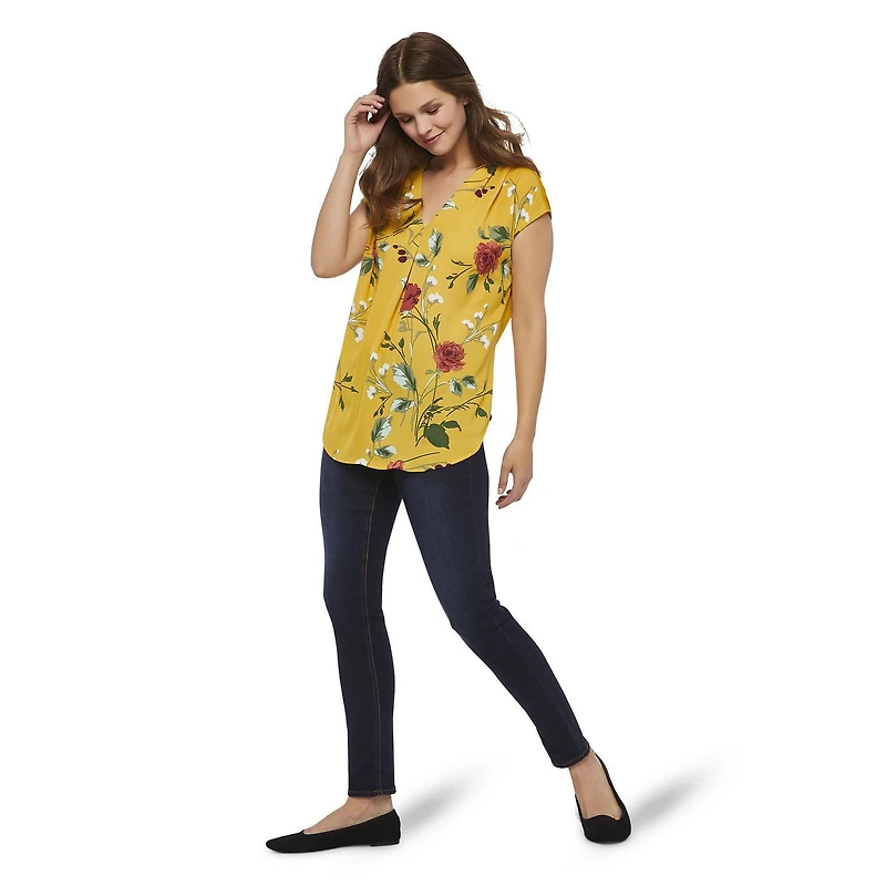 George Women's Pleated V-Neck Top