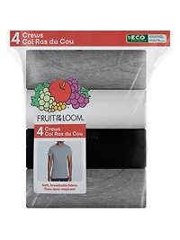 T-SHIRT COL RAS DU COU POUR HOMMES, ASSORTI PAQ. DE 4 tailles P-TG