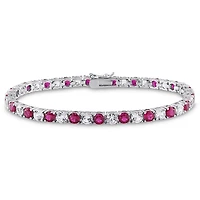 Bracelet tennis Tangelo avec rubis synthétiques et saphirs blancs synthétiques 14-1/2 CT PBT en argent sterling, 7.25 po