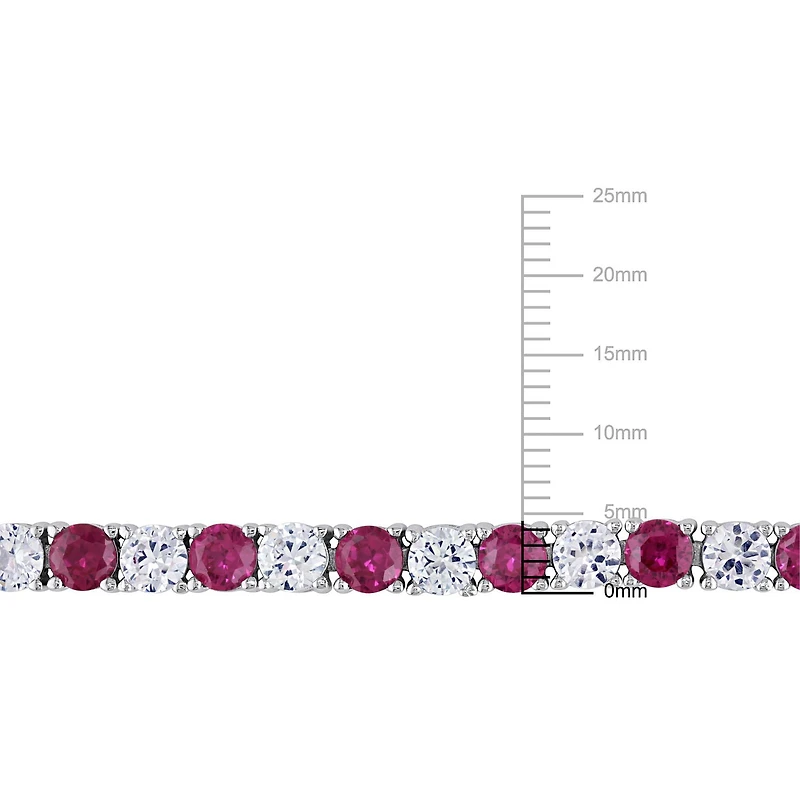 Bracelet tennis Tangelo avec rubis synthétiques et saphirs blancs synthétiques 14-1/2 CT PBT en argent sterling, 7.25 po